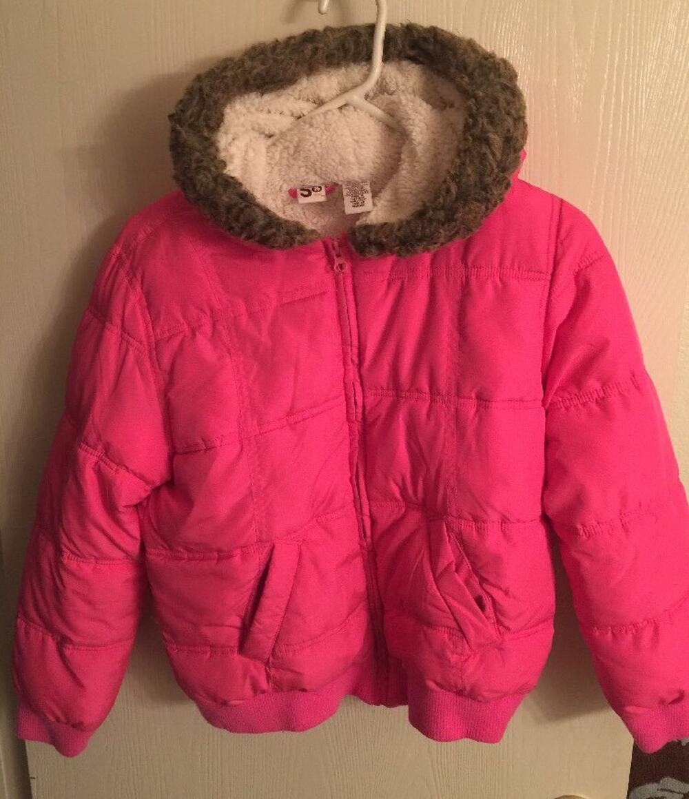 SO Girls Puffer Pink Jacket Full Zip Coat Hooded Youth L 14